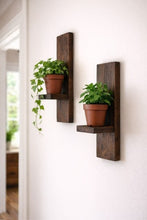 Load image into Gallery viewer, Set of 2 Rustic Wooden Wall Sconces – Handmade Candle Holders – Plant Holders