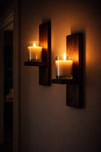 Load image into Gallery viewer, Set of 2 Rustic Wooden Wall Sconces – Handmade Candle Holders –  Plant Holders
