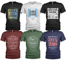 Load image into Gallery viewer, 6 Pack Men's Cotton Crew Neck Casual Raw &amp; Denim T Shirts
