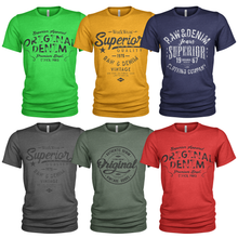 Load image into Gallery viewer, 6 Pack Men's Original Raw Denim Cotton Crew Neck Casual T Shirts
