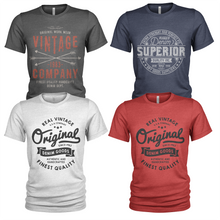 Load image into Gallery viewer, 4 Pack Men's Raw Denim Cotton Crew Neck Casual T Shirts
