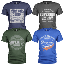 Load image into Gallery viewer, 4 Pack Men's Raw Denim Cotton Crew Neck Casual T Shirts
