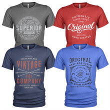 Load image into Gallery viewer, 4 Pack Men's Raw Denim Cotton Crew Neck Casual T Shirts
