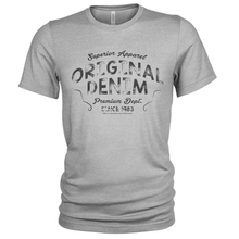 Load image into Gallery viewer, Original Denim Organic Cotton T-shirt for jeans, Front Print Crew Neck
