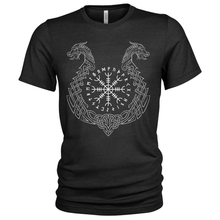 Load image into Gallery viewer, Norse Valhalla Vegvisir Vikings T-Shirt
