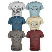 Load image into Gallery viewer, 6 Pack Men's Original Raw Denim Cotton Crew Neck Casual T Shirts

